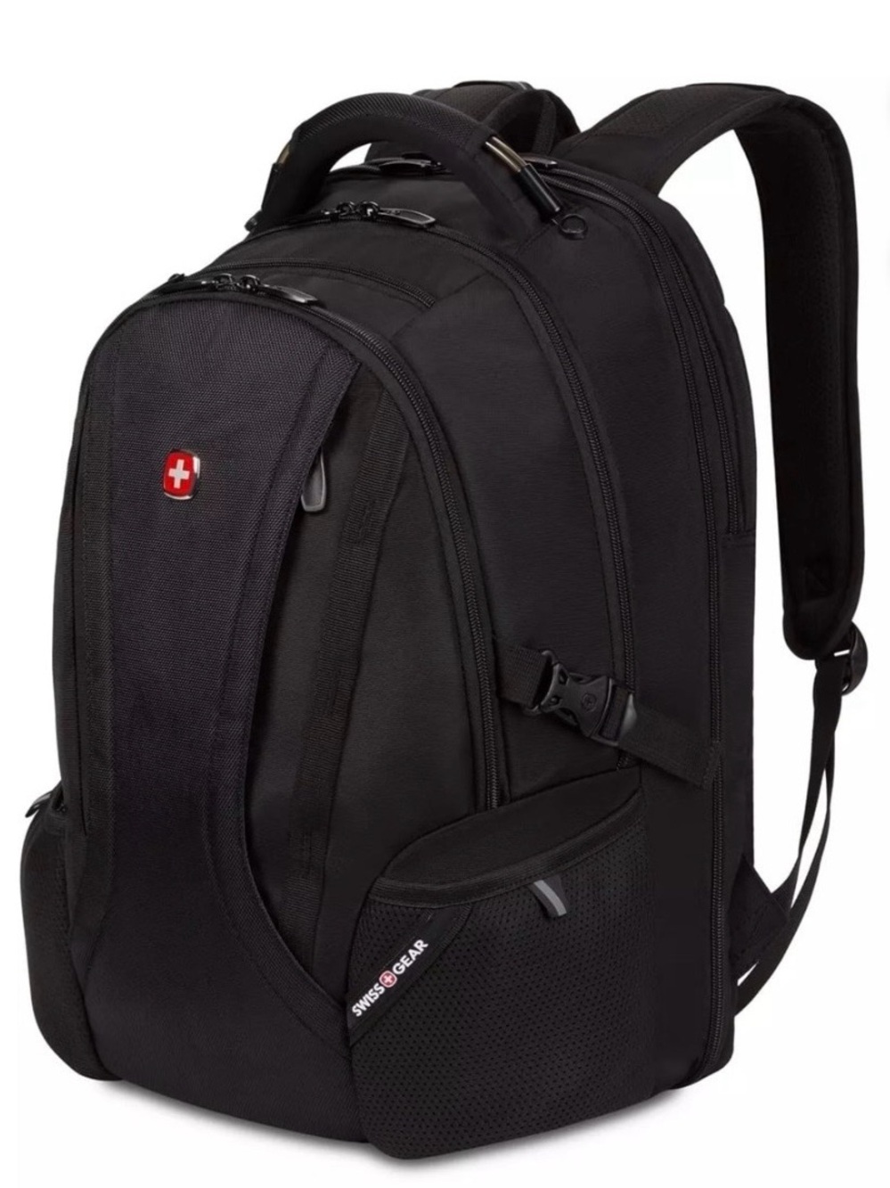 SwissGear Black Men's Laptop & Travel Backpack with Red Logo Air Flow